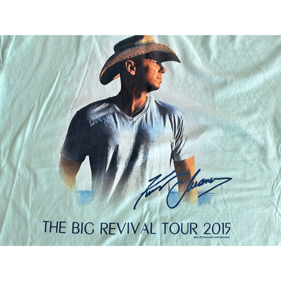 Kenny Chesney The Big Revival 2015 Concert T-shirt Mint Green LRG Country Music - Picture 2 of 12